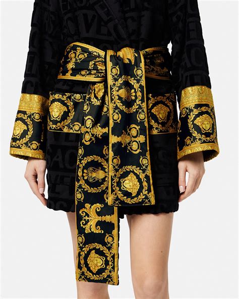 I ♡ Baroque Short Bathrobe Black 